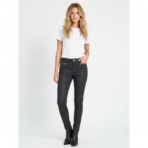 3x1 NYC W2 Blqck Coated Zip Ankle Low Rise Skinny Jeans